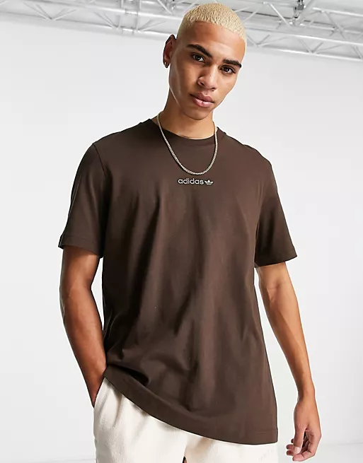 flexibel revolutie Ga door adidas Originals 'Tonal Textures' t-shirt in brown with back logo - Pedro  Gear